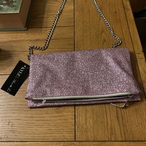 Glittery Pink Clutch with Chain by Nine West